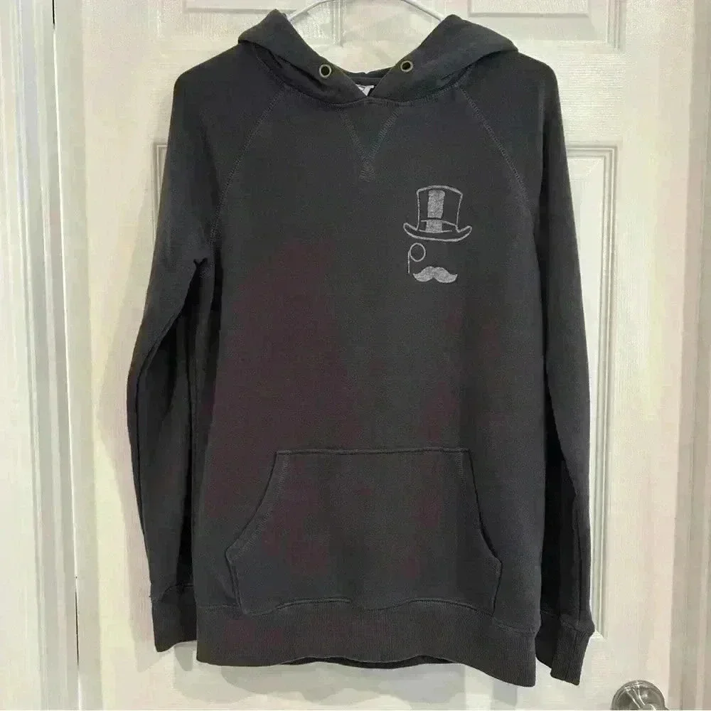 Monopoly Man Faded Black Hoodie Front Pocket Men Sz S Junk Food Game Night